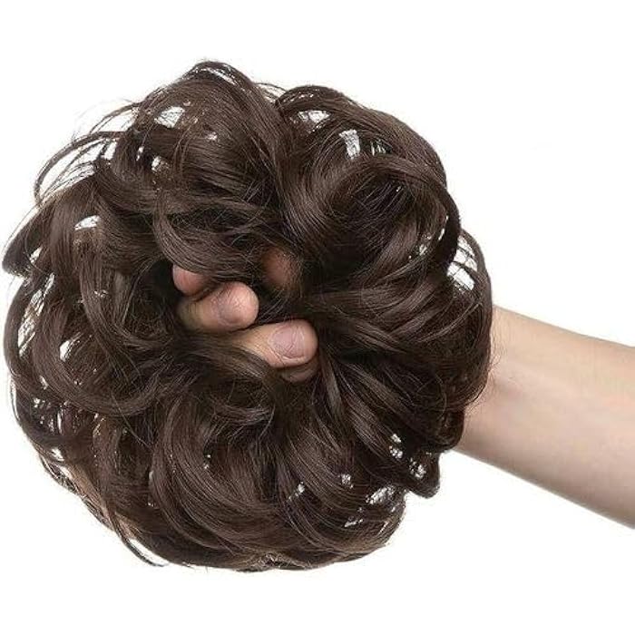 Synthetic Hair Bun Dark Brown Curly Hair Styling Accessory Elastic Chignon - Image 1